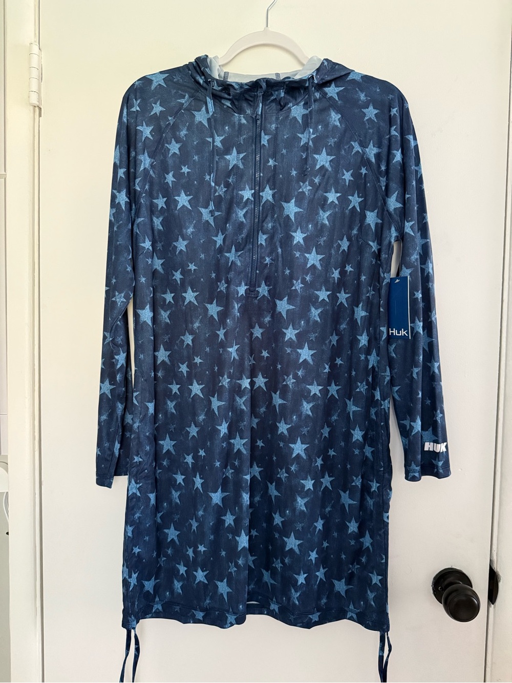 HUK Women’s Pursuit USA Americana Cover-Up Dress Navy Stars NWT L
